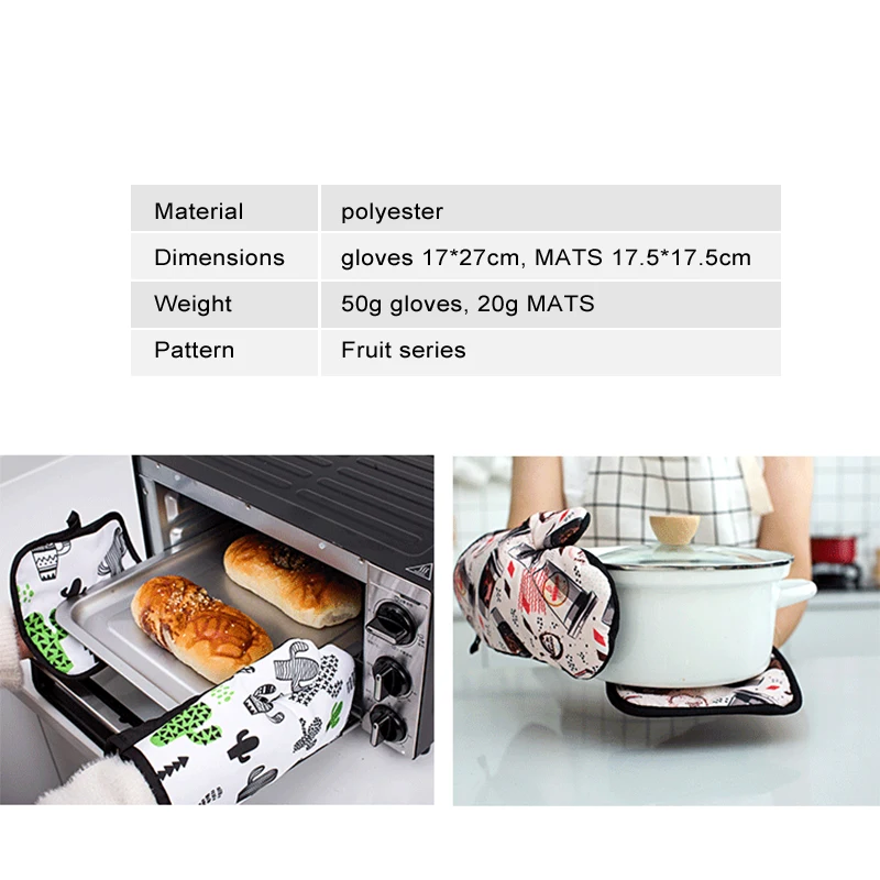 

2Pcs/Set Hot Oven Mitts Baking Anti-Hot Gloves Pad Oven Microwave Insulation Mat Baking Kitchen Tools Heat Resistant Cooking