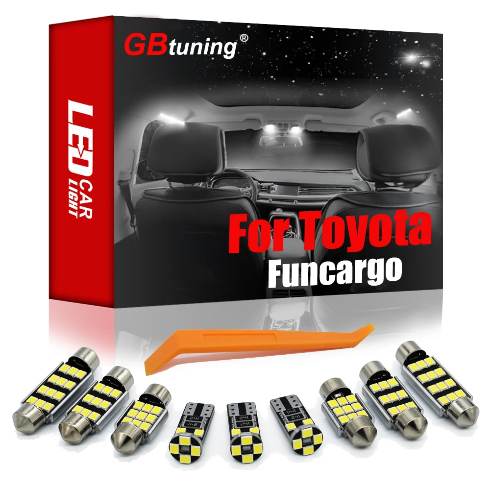 

GBtuning Canbus LED Interior Light Kit 9PCS For Toyota Funcargo 1999-2005 Vehicle Dome License Plate Map Trunk Lamp Accessoires