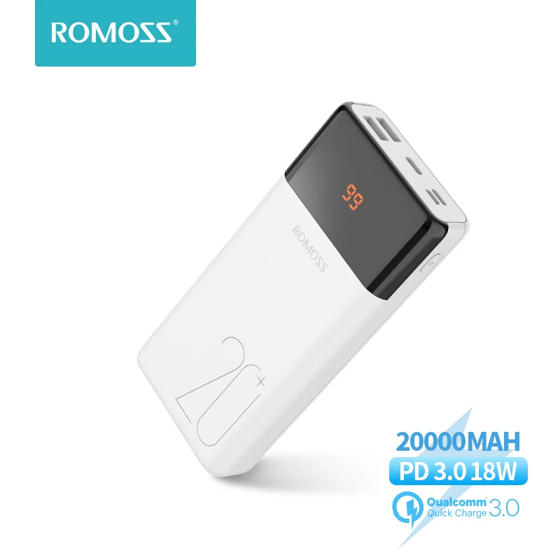 Внешний аккумулятор ROMOSS LT20Plus на 20000 мА · ч с поддержкой быстрой зарядки|Внешние