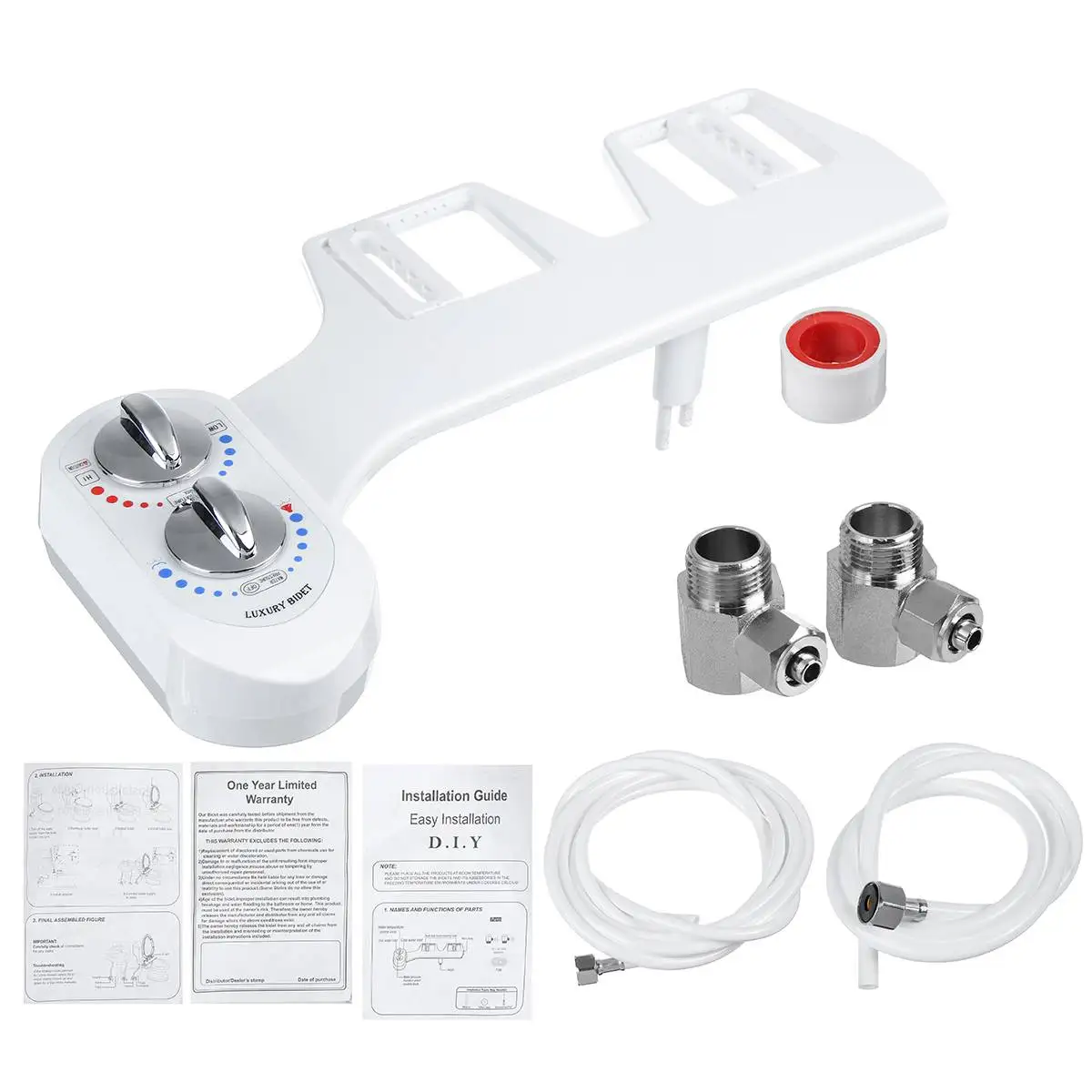 

Умная насадка для унитаза, биде, самоочищающаяся двойная насадка для горячей и холодной воды, не электрическая моющая насадка, спрей для пре...