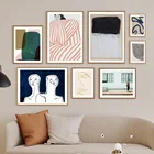 Абстрактное Полосатое платье для девочек, рисунок в виде линии, геометрические рисунки на стену, Картина на холсте, скандинавский постер, Декор, фотографии для гостиной