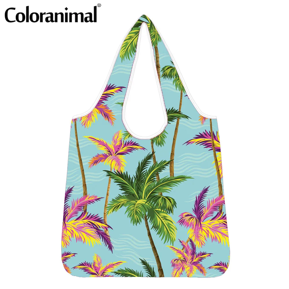 

Coloranimal Brand Design Coconut Tree Print Shopper Bags for Women Large Tote Grocery Bags Fashion Storage Lady Eco-Friendly Bag