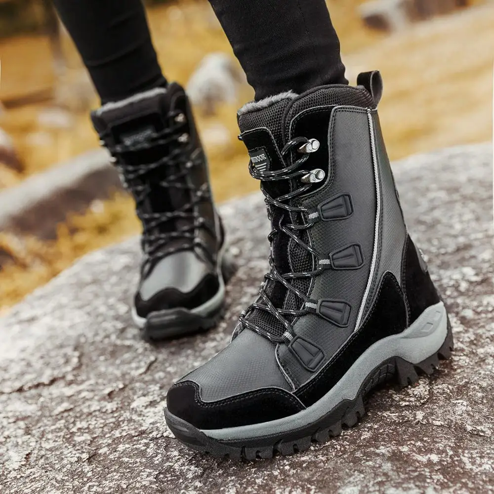 Водонепроницаемые черные зимние ботинки Weweya женские кроссовки на платформе - Фото №1