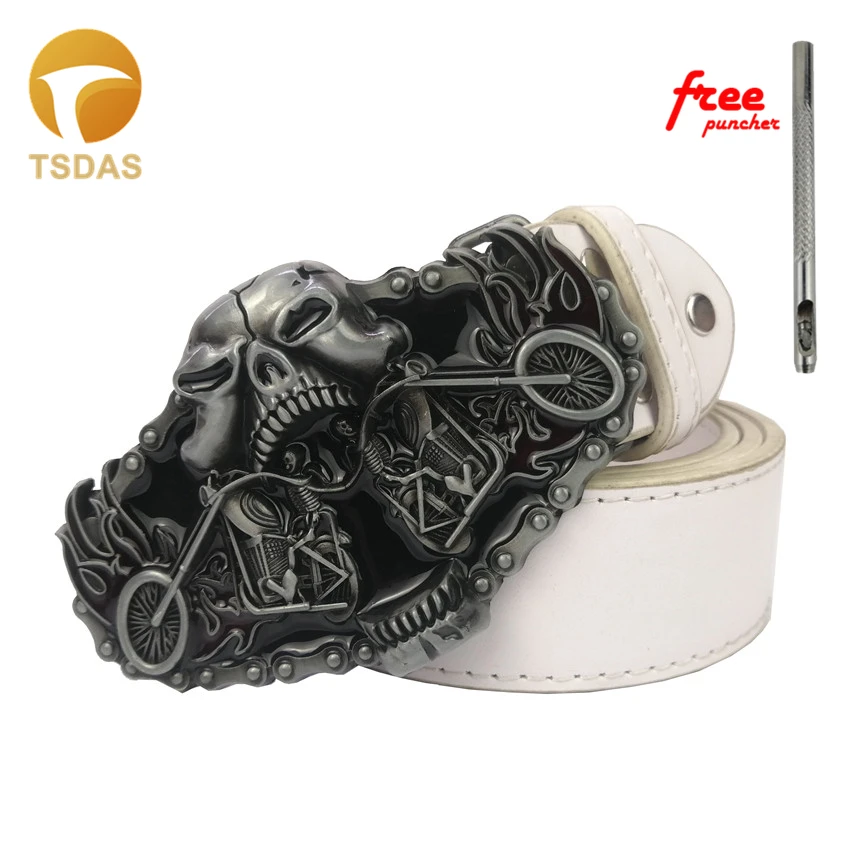 Пряжка для ремня в виде черепа с металлической серебристой отделкой стиле панк