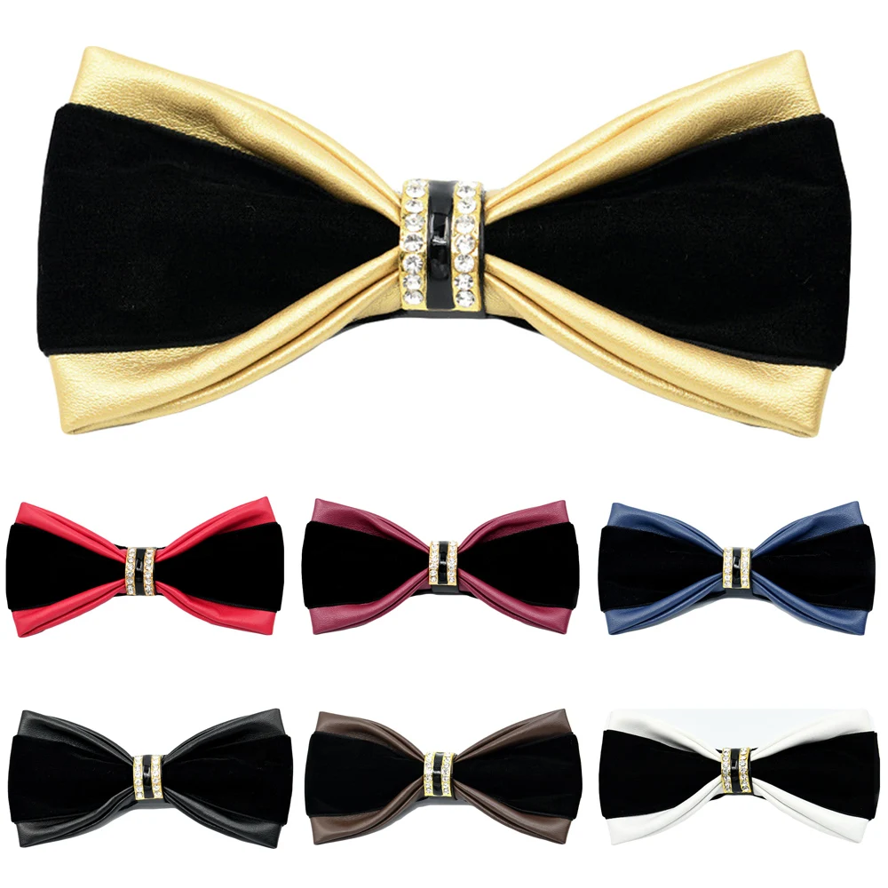 Мужской элегантный бархатный галстук бабочка со стразами Свадебная вечеринка