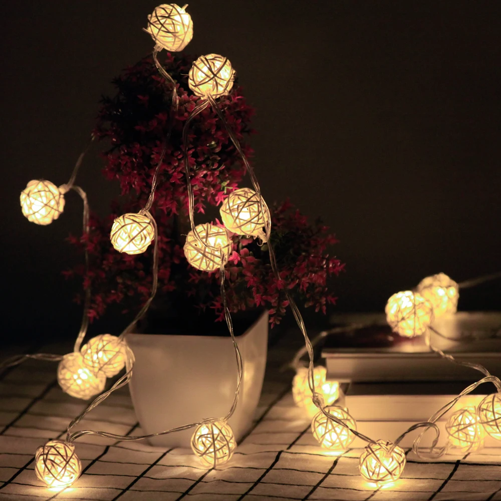 Батарея управляемая гирлянда огни ротанга Шар 2 м 5 10 светодиодный Сказочный