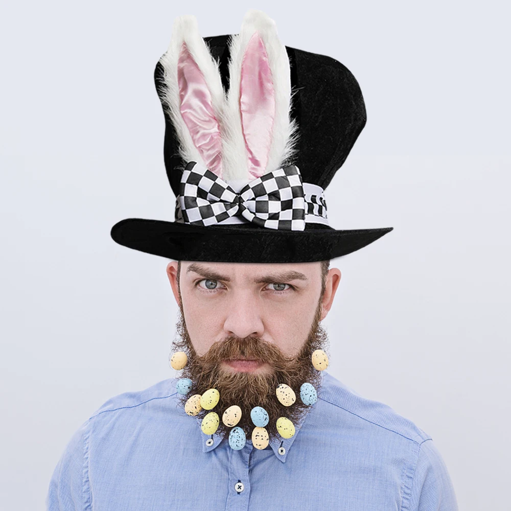 

Easter Day Rabbit Top Hat Cute Durable Men Women March Hare Soft Alice Wonderland Bunny Bowler