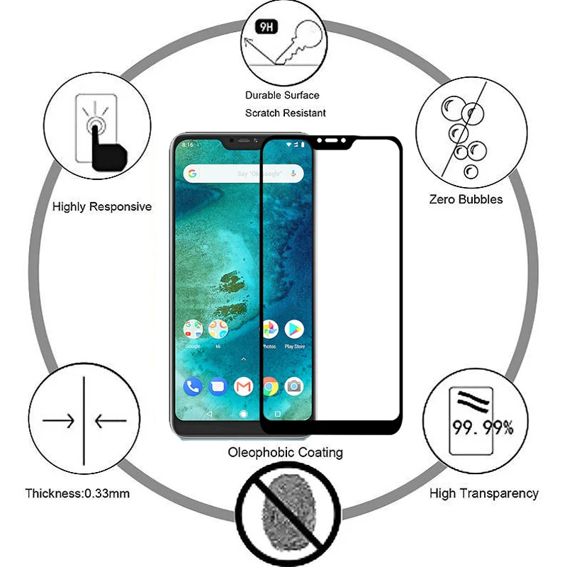 2 in 1 Tempered Glass for Xiaomi A2 Lite 6X 6Pro Screen Protector Camera Lens Film Protective 6x 6pro | Мобильные телефоны и