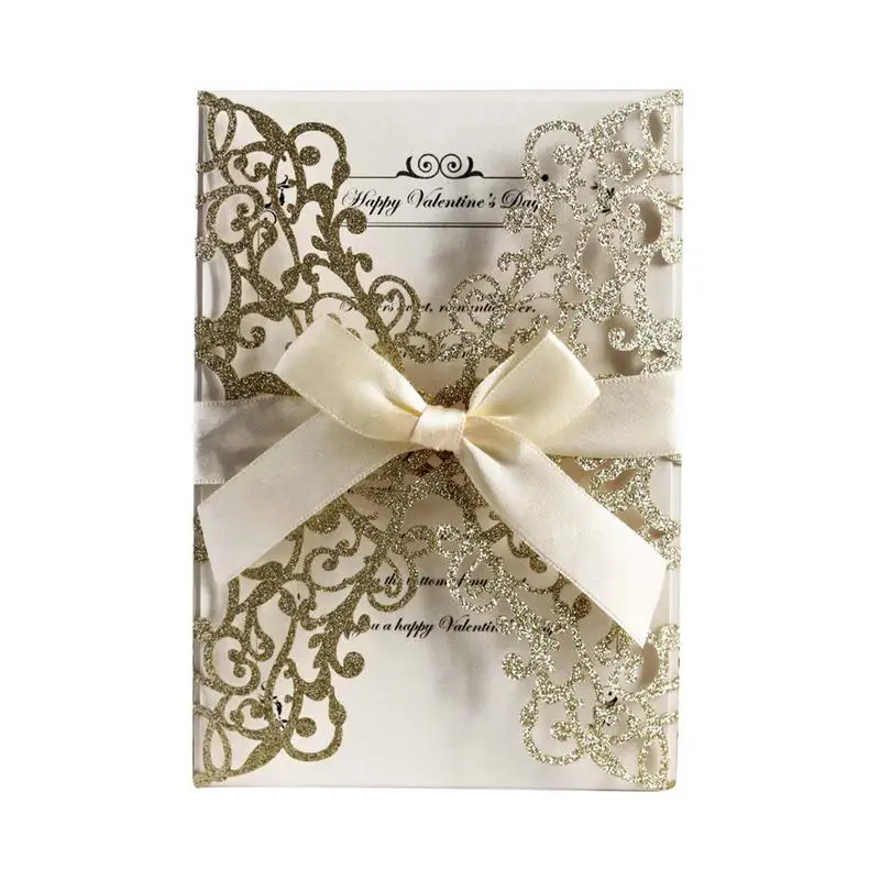 10 шт. бант блестящие приглашения стильные свадебные открытки бирки подарок для