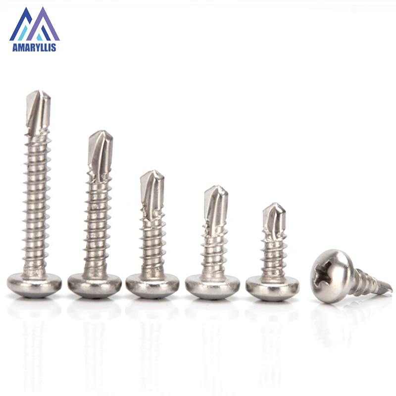 

304 Stainless Steel Phillips Pan Round Head Drilling Tail Self-Tapping Screw M4.2 M4.8 Cross Recessed Tapping Bolts