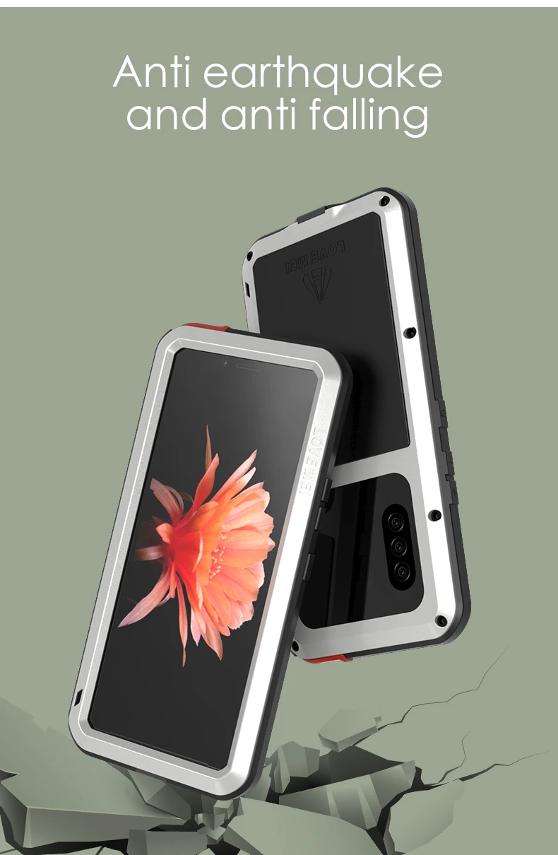 

Чехол для телефона LOVE MEI, силикагель + металл + закаленное стекло для Sony Xperia 10 II