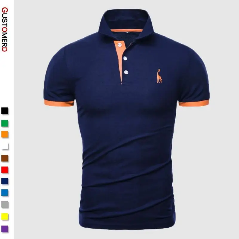 

Dropshipping 13 Colors Brand Quality Cotton Polos Men Embroidery Polo Giraffe Shirt Men Casual Patchwork Male Tops Clothing Men