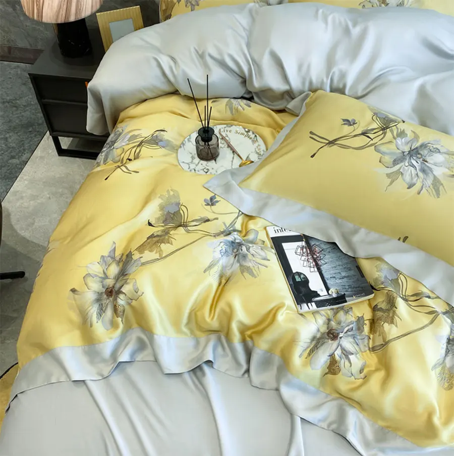 

vintage trend yellow flower bedding set 1.5 1.8 2.0,retro pastoral full queen king home textile bed sheet pillowcase quilt cover