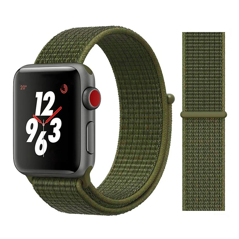 Для наручных часов Apple Watch, версии 3/2/1 38 мм 42 мм нейлон мягкий дышащий нейлон для наручных часов iWatch, сменный ремешок спортивный бесшовный series4/5 40 мм 44 мм - Цвет ремешка: Color30 Olive Green