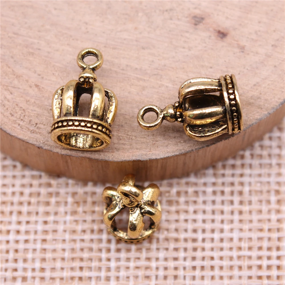 

Подвески 3D в виде короны для изготовления ювелирных изделий, аксессуары для изготовления ювелирных изделий, цвет антикварного золота 20 шт., ...