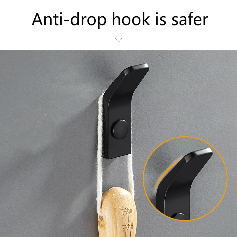 Черный крючок для полотенец одежды ванной комнаты спальни халата крючки пальто