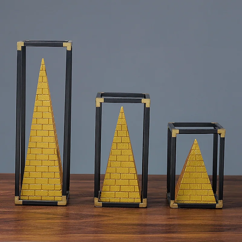 

Modern simple iron scaffold resin pyramid decoration creative furniture desktop porch creative decoration
