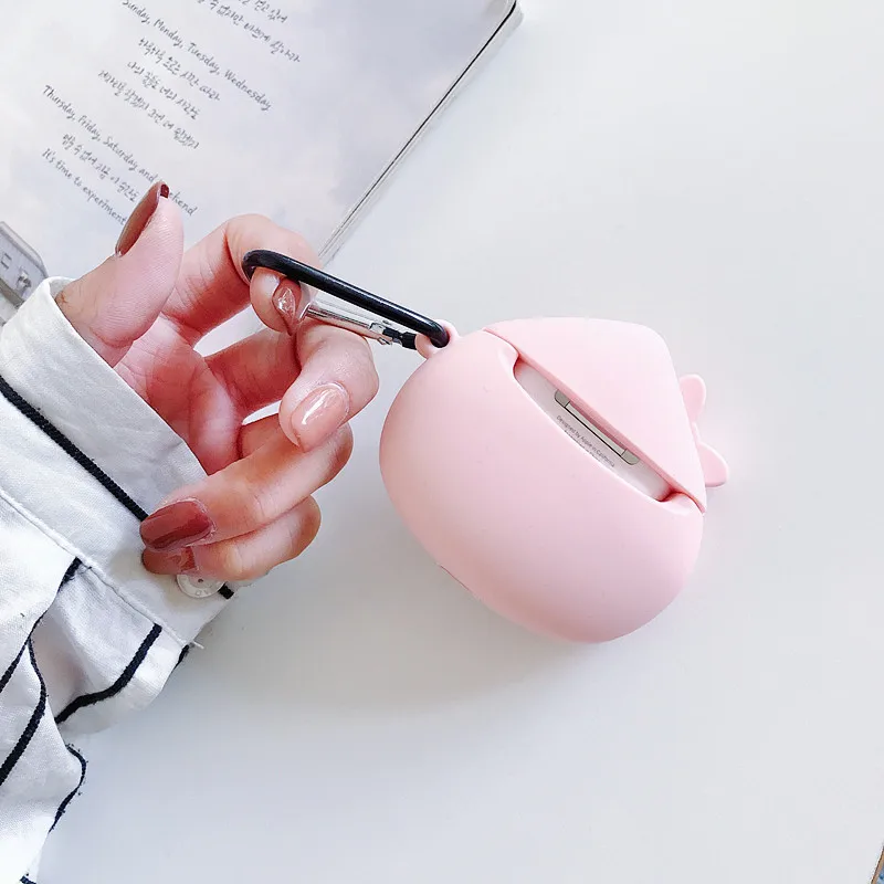Для AirPod 2 Чехол 3D медовый розовый персиковый мультяшный мягкий силиконовый беспроводной кожухи головных телефонов для Apple Airpods чехол милый чехол Funda