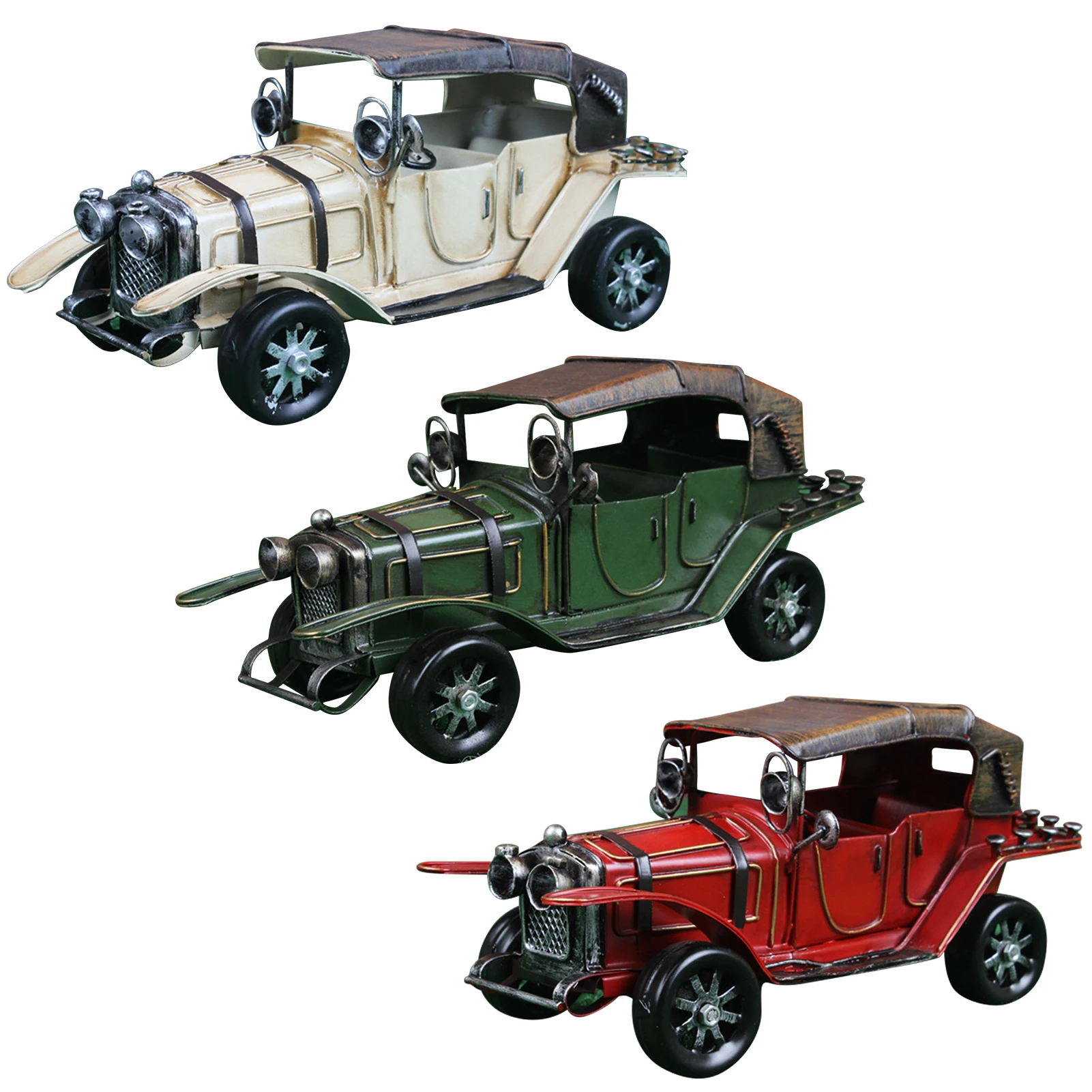 

Retro Tinplate Car Model Color Antique Style Classic Car Toy Vintage Metal Car Crafts Ornaments Living Room Home Decoration