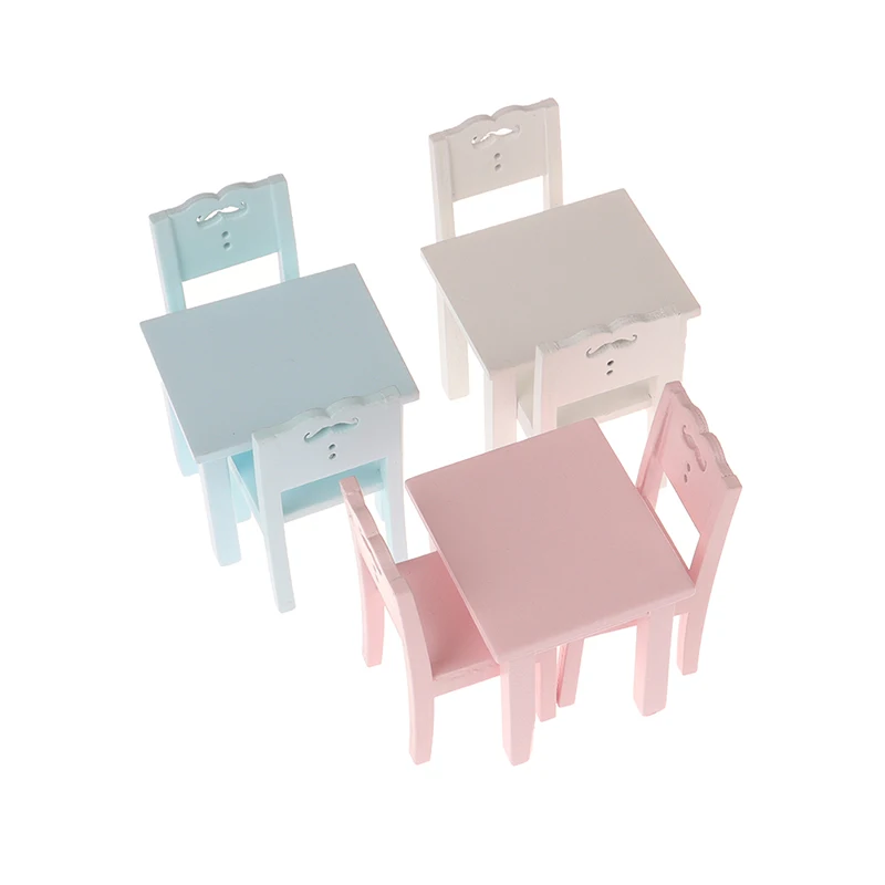 

Wooden Dining Table Chair Model Sets Simulation Dollhouse FurnitureAccessory Decoration 1:12 Dollhouse
