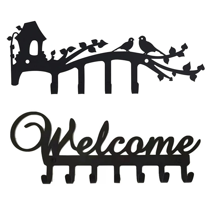 

Держатель для ключей-декоративный Железный органайзер для ключей с 7 крючками и настенным железным держателем для ключей, 12 дюймов с 4 крючк...