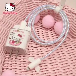 

Hello Kitty cartoon silicone mobile phone data cable protective cover anti winding suitable for iphone charging cable for ipad