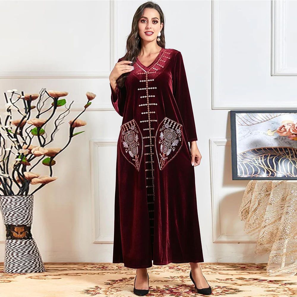 

Женское мусульманское платье-хиджаб Abaya, мусульманское Макси-платье, европейская одежда, Дубай, Турция