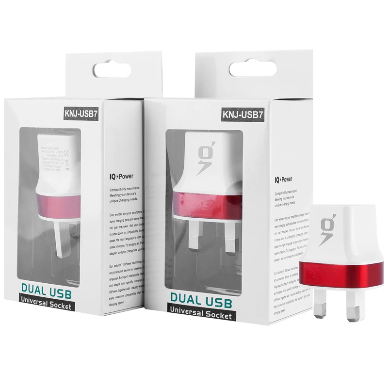 Сетевое зарядное устройство с 2 портами USB в английском стиле портативное