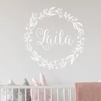 Personalized Girls Name Beautiful Rustic Wreath Wall Sticker Vinyl Home Decoration For Kids Room Baby Nursery Decals ZA054
