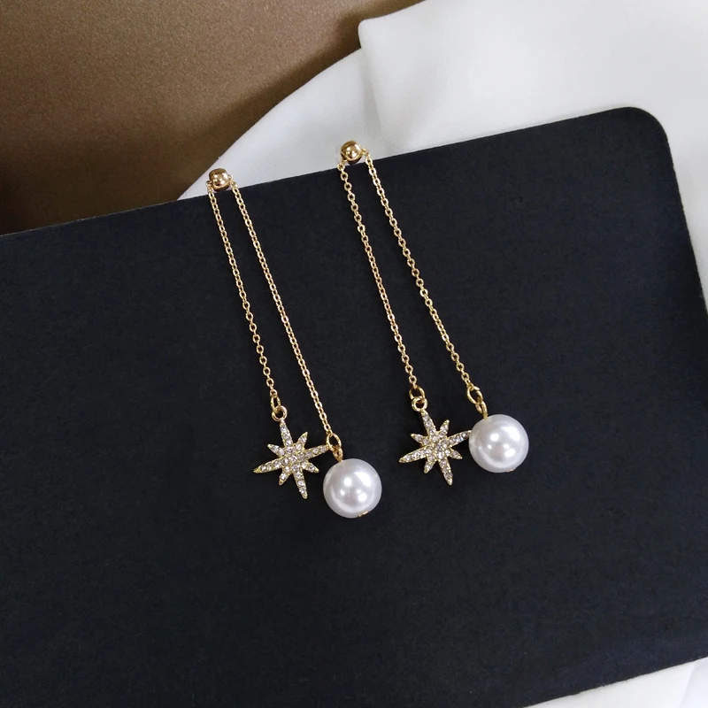 Модные модные жемчужные серьги кисточки с цепочкой Женские Ювелирные аксессуары