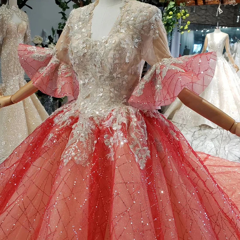 Вечернее платье HTL743 с длинным рукавом бальное блестками вечернее большого