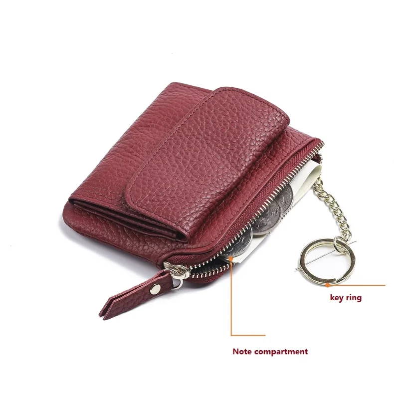 

Genuine Leather Wallet for Women Small Money Bag With Portable Ring Zipper Coin Purse Luxury Designer Fashion Purse