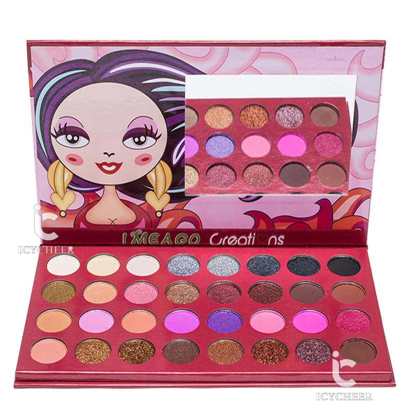 red(32 colors) ICYCHEER авокадо студия матовые тени для век Палитра питания блеск блесток хайлайтер мерцающий макияж Пигмент Тени для век Палитра - Цвет: red(32 colors)