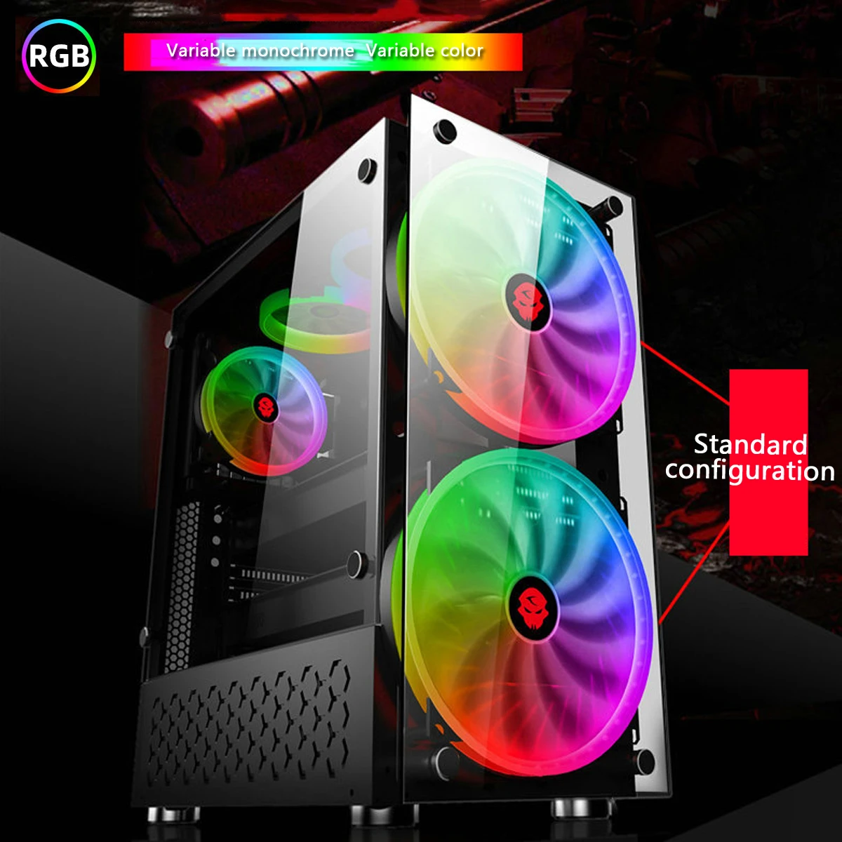 RGB компьютерный корпус двухсторонний закаленное стекло панели ATX игровой корпус с водяным охлаждением ПК с 2 сменными цветами вентилятора