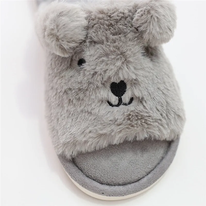 Плюшевые тапочки с героями мультфильмов зимние милые Вьетнамки ушками медведя