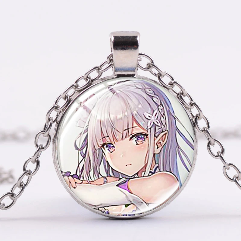 CHSXY Аниме Кулон RE: ZERO ожерелье Ram Rem Emilia искусство фото стеклянный купол ожерелья