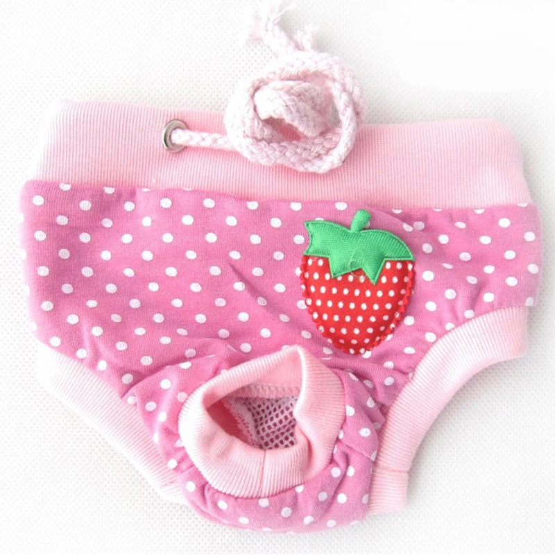 

1PC Dog Physiological Pants Cute Strawberry Print Diaper Sanitary Dog Shorts Panties For Small Medium Dogs Diaper Dog Underwear