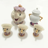 hot sale old style cartoon beauty beast teapot mug mrs potts chip tea pot cup one set xmas gift for friend
