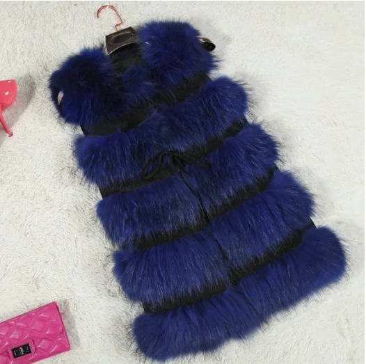Женская меховая жилетка искусственный жилет на лисьем меху средней длины зимнее