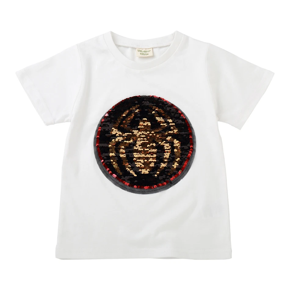 Футболка для мальчиков с рисунком Капитана Америки Одежда детей Топы блестками