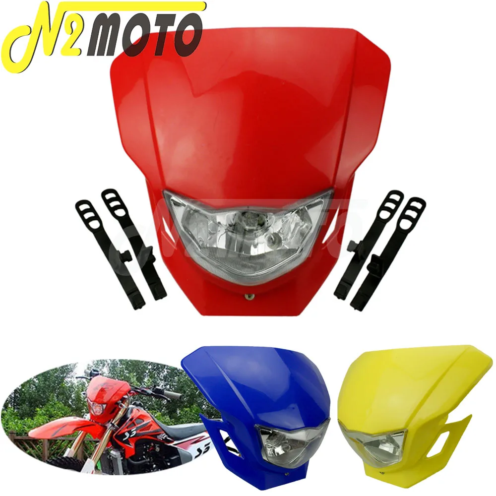 

7 Colors 12V Red Universal motorcycle Enduro Headlight Fairing With Bulb Dirt Bike Motocross Headlamp For Yamaha Suzuki Honda