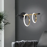 led wall light black or white magnetic attraction nordic designer wall lamp for bedroom bedside restaurant round rings sconces