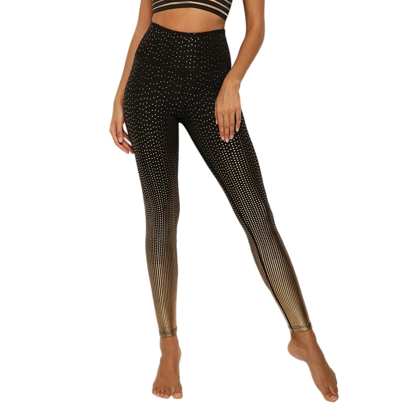 

Bronze Printed High Waist Spotted Sports Leggings