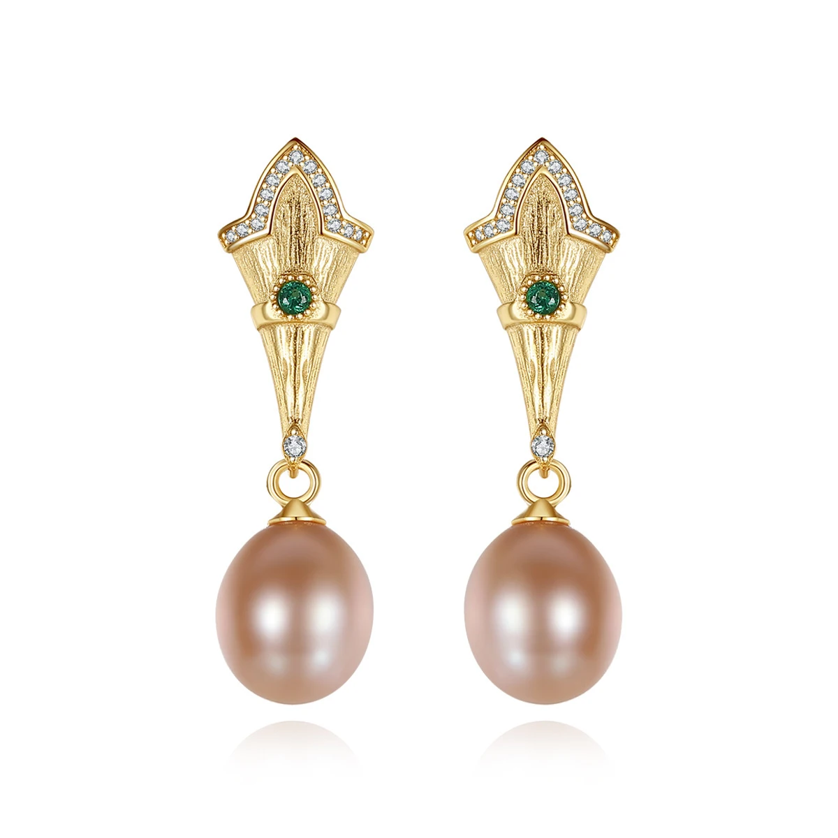 

MetJakt S925 Silver Freshwater Pearl 18K Gold Plated Fashion Trend Personality Ladies Earrings