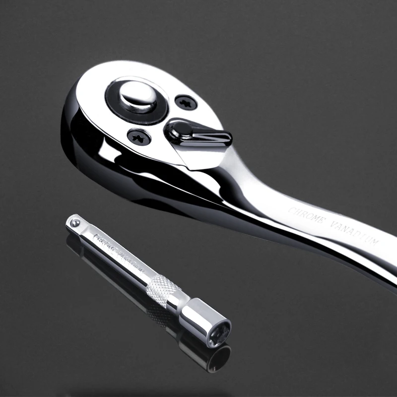 

Crv quick release reversible ratchet socket wrench set tools with hanging rack 1/4" 3/8" 1/2" drive sockets set