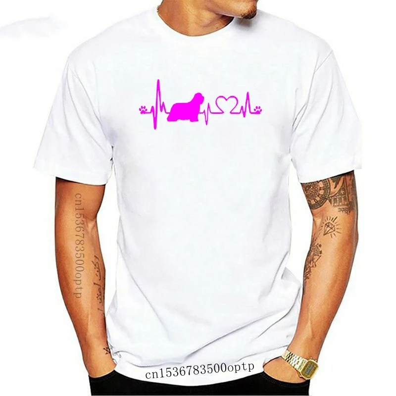 

New Bearded Collie Heartbeat Tshirt For Mens Anti-Wrinkle Fitness Men's T Shirts Crew Neck Gents 2021 Pop Top Tee