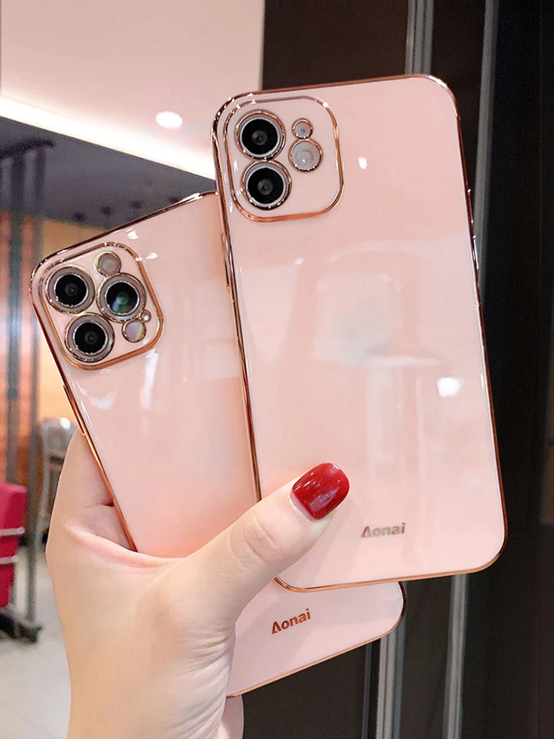 

Luxury brand fashion plating girl cute soft silicone phone case for Apple iPhone 11 12 Pro Max Mini XR X XS 7 8 Plus SE 10 Cover