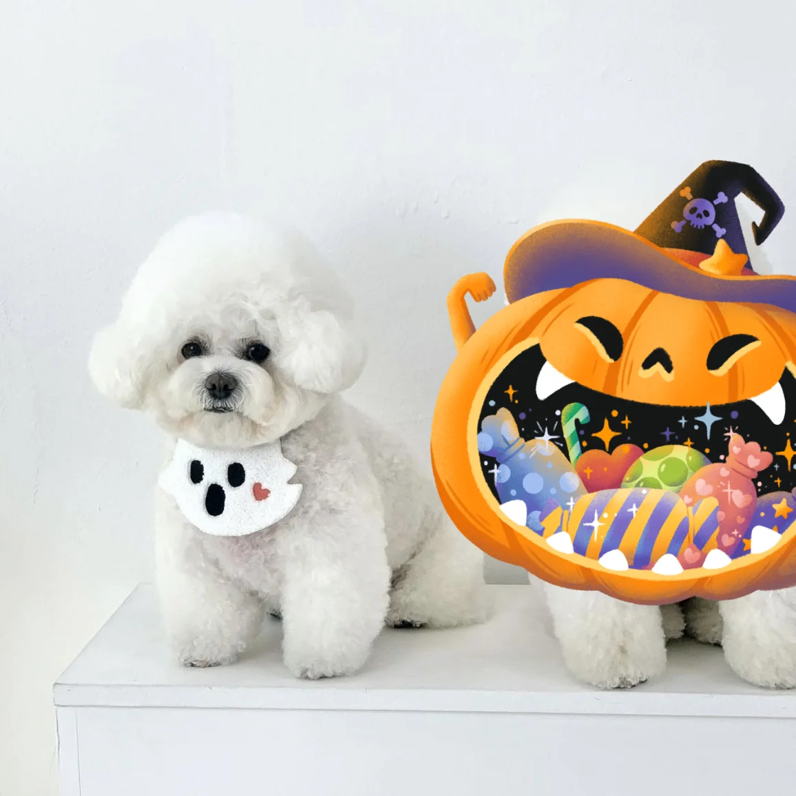 

Милое полотенце в стиле Ins для Хэллоуина и Рождества, слюнявчик для домашних животных, Бишон, Тедди, Hiromi, рождественский подарок, Слюнявчик с ...