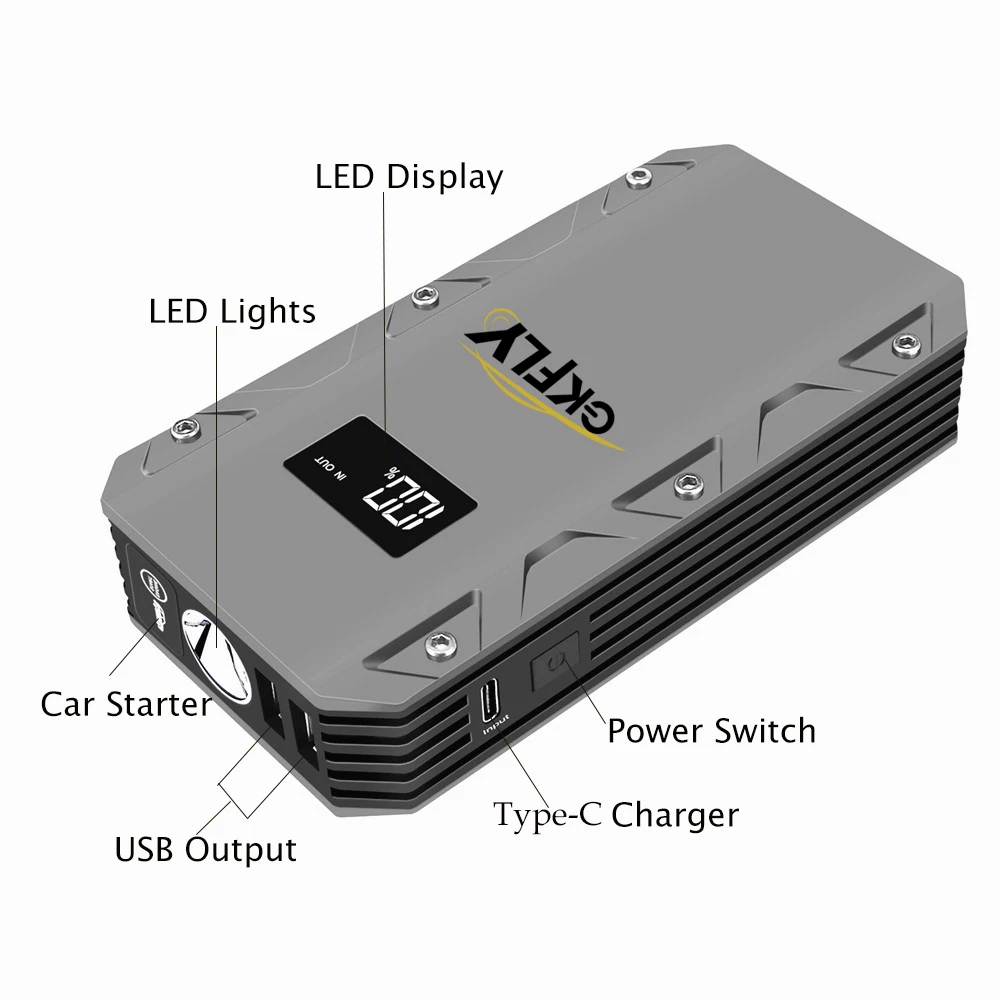 1500A Car Jump Starter 20000mAh Starting Device 12V Portable Power Bank Petrol Diesel Lithium Polymer Battery Jumpers Buster | Автомобили