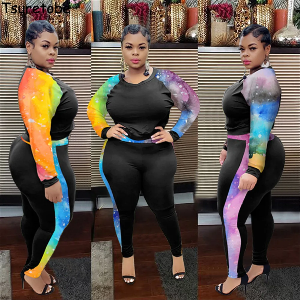 Tsuretobe размера плюс с леопардовым принтом комплект из 2 предметов вареный осенняя